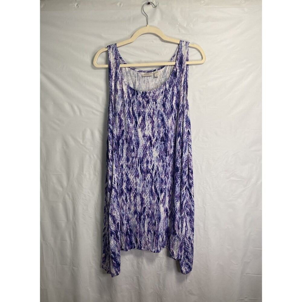 LOGO‎ Lori Goldstein Reptile Geometric Print Pullover Tunic Sleeveless Purple 3X